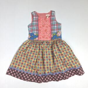 Matilda Jane Dress Girls Sz 8 Bethany Fancy Shasta Pink Plaid Floral